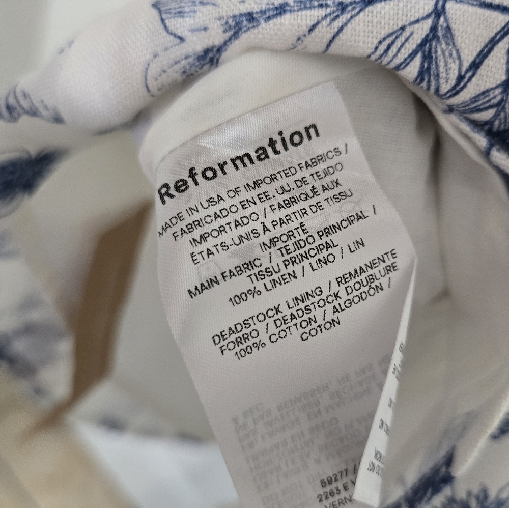 NEW Reformation Sheri Linen Corset Mini Dress Corsica White Blue Size 4 - Picture 13 of 15